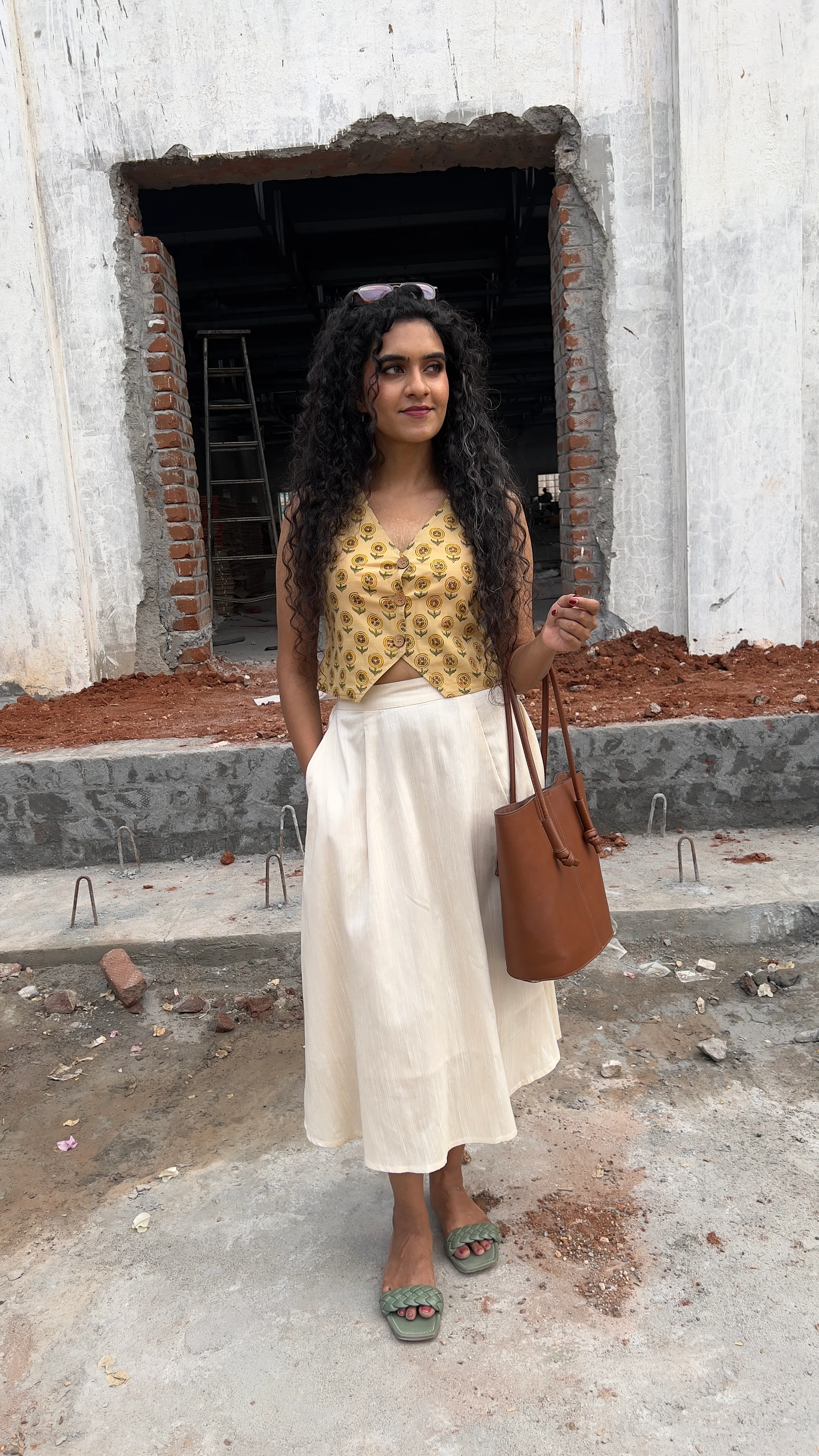 Floral Waist Coat - Beige (Handblock) - Image 3