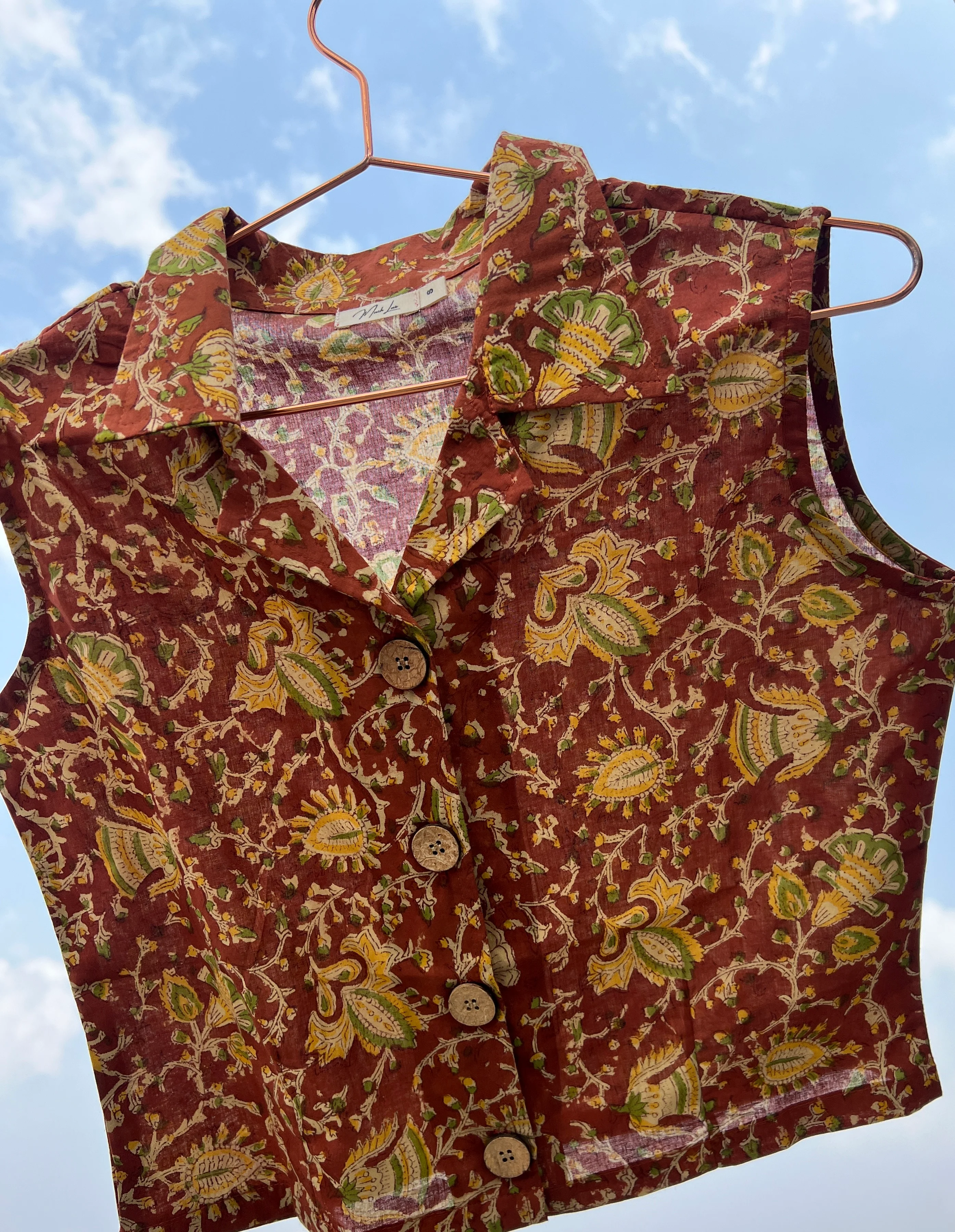 Crop Top -  Red (Handblock) - Image 3