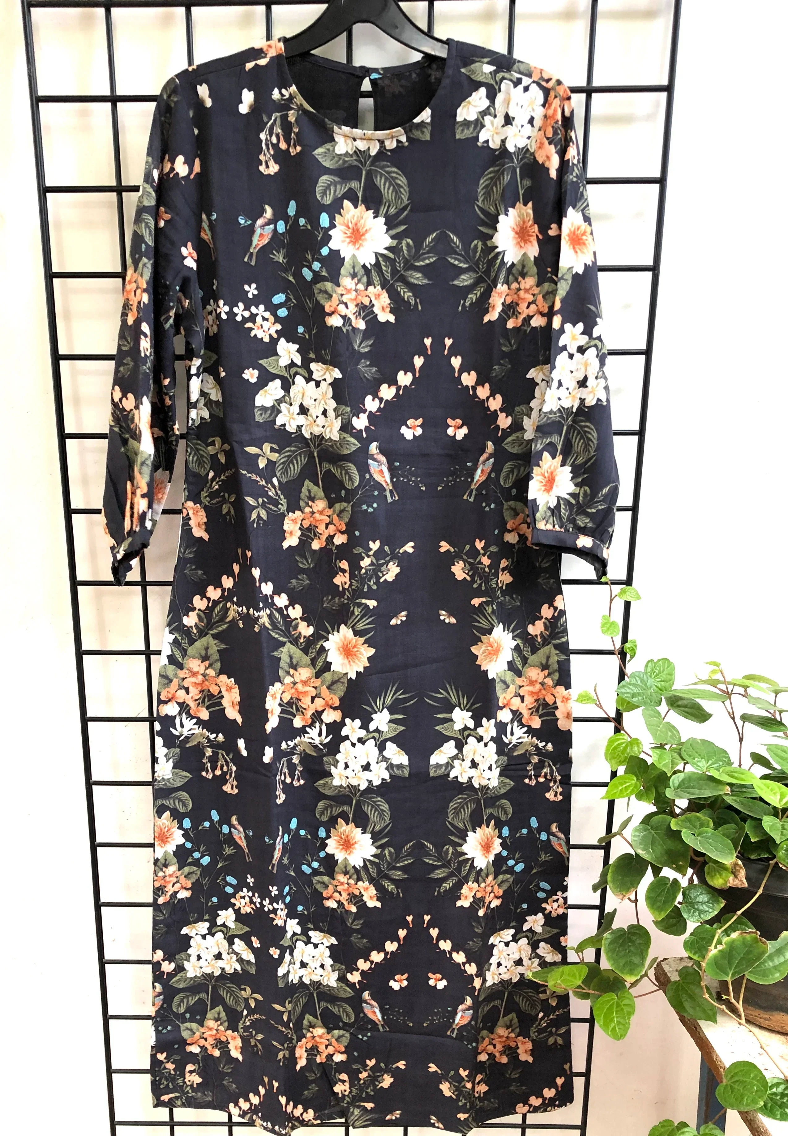 Dark Grey Floral Dress - Image 5