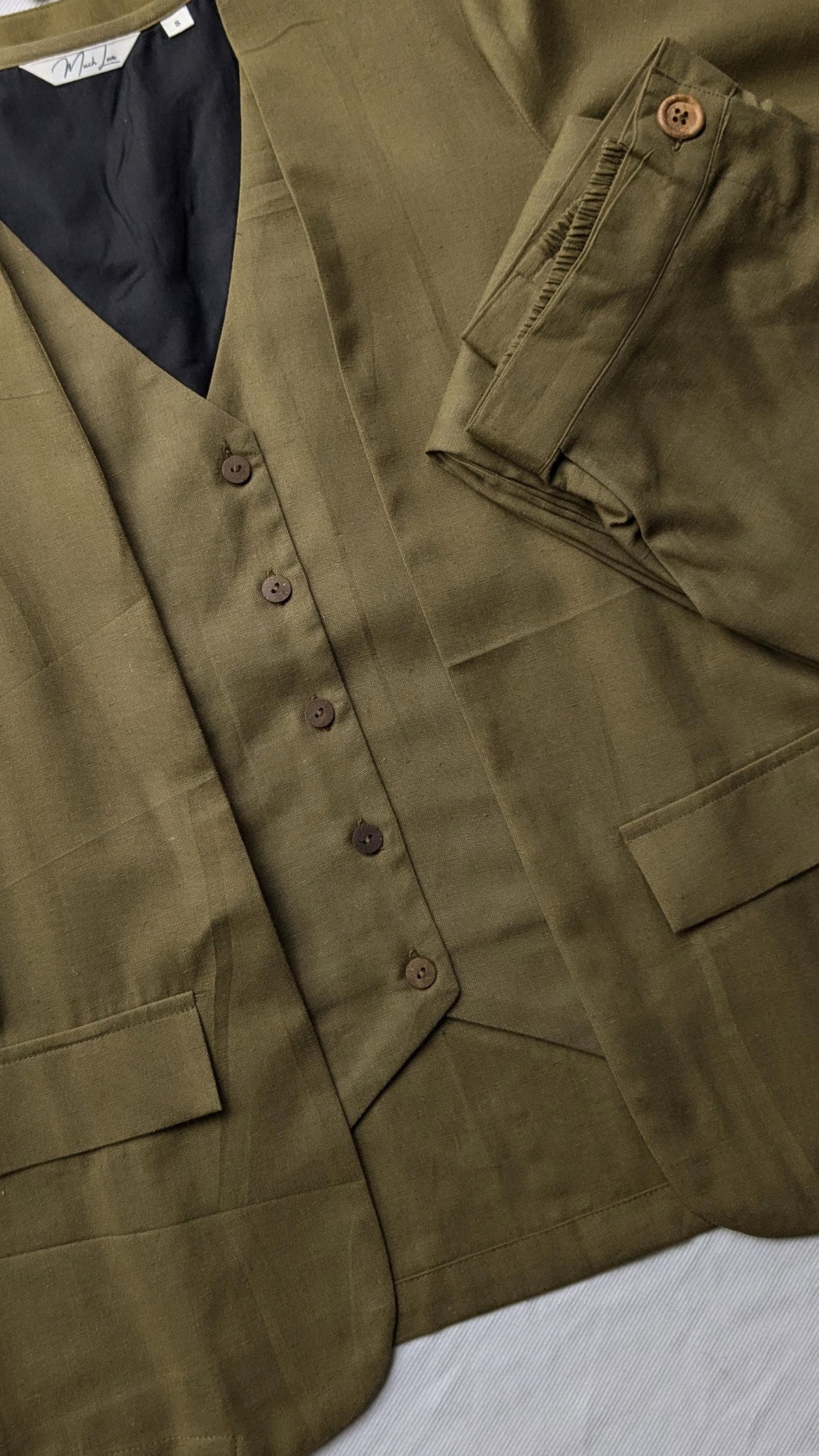 Olive Waist Coat 3pc Suit - Image 6