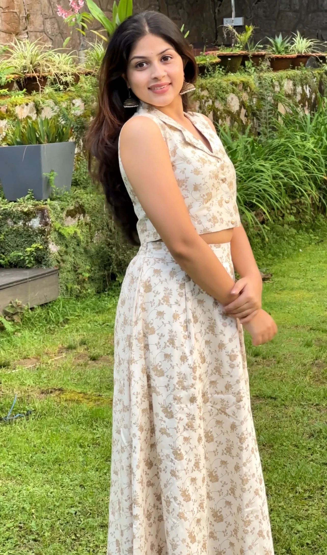 Offwhite Printed Skirt Co-Ords - Image 4