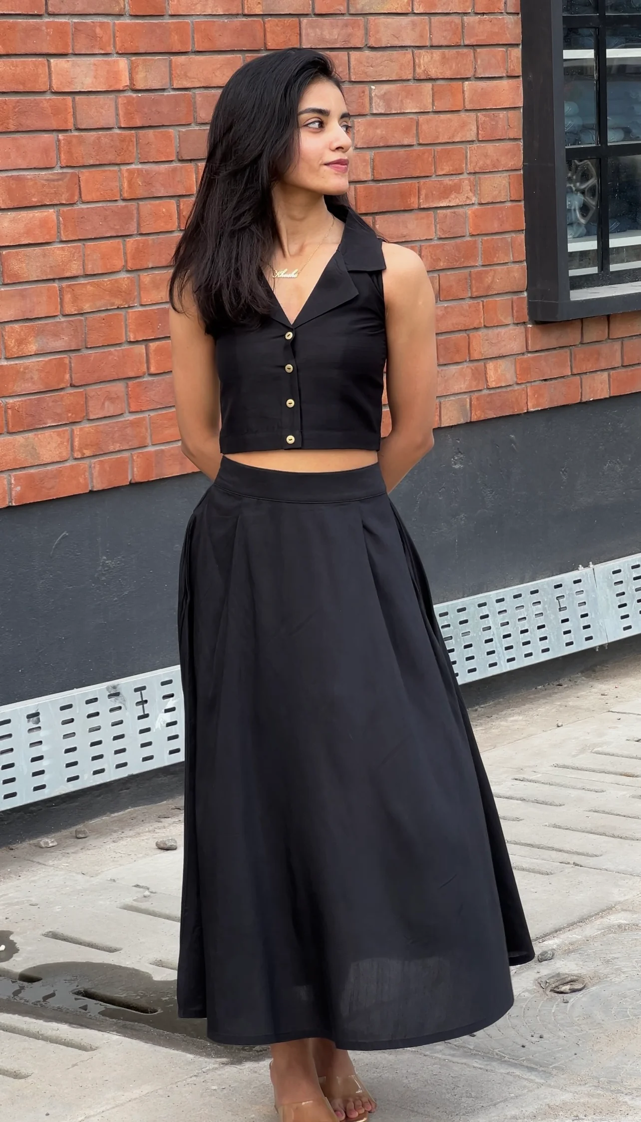 Semi Silk Crop Top - Black - Image 3